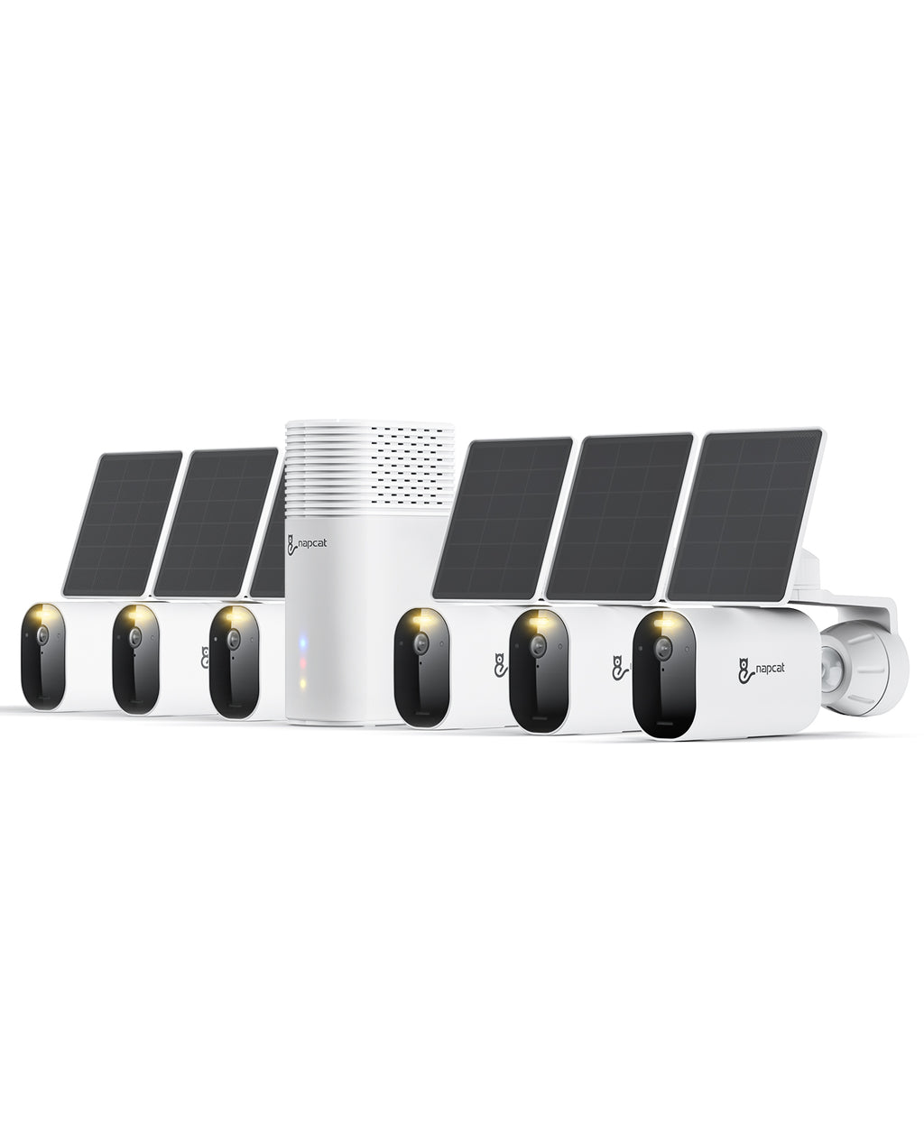 5MP Wireless Battery-Power Solar Camera System with Solar Panel(6-Cams Kit), No Network Needing Optional, Local Storage, No Monthly Fee