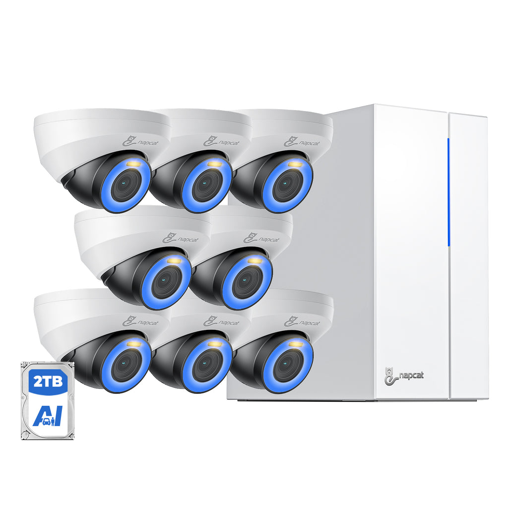4MP Color Night Vision Proaction Deterrent Dome Camera System - 8 Channel 8 Cameras with 2TB HDD