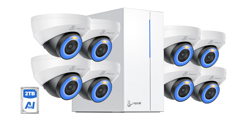 4K Color Night Vision Proaction Deterrent Dome Camera System - 8 Channel 8 Cameras with 2TB HDD