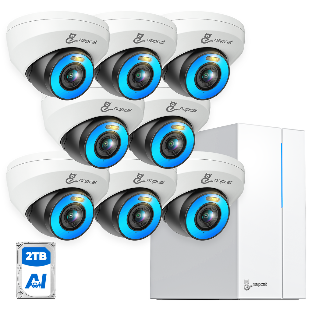 4K Color Night Vision Proaction Deterrent Dome Camera System - 8 Channel 8 Cameras with 2TB HDD